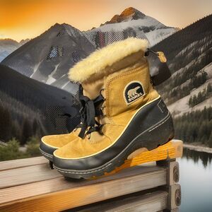 Sorel Tivoli lll tan suede fur lined waterproof winter boots NL2532-373‎ women 6